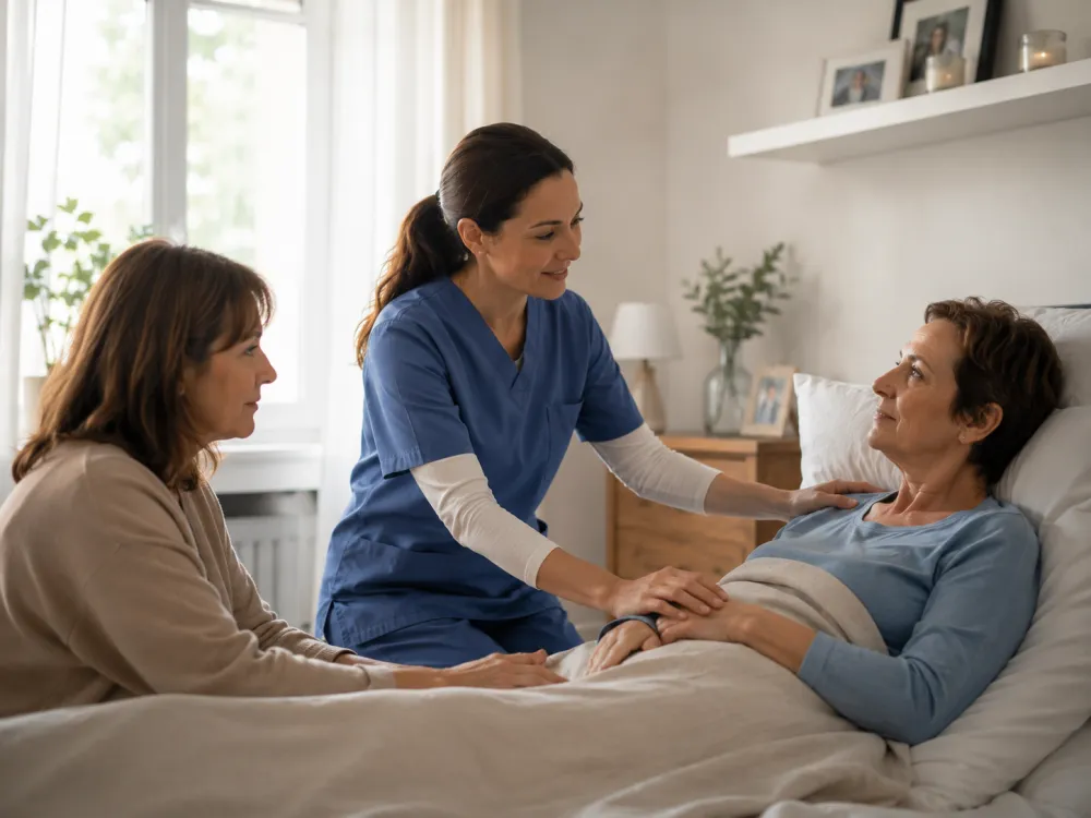 Assistenza domiciliare a una persona allettata con il sostegno di un familiare